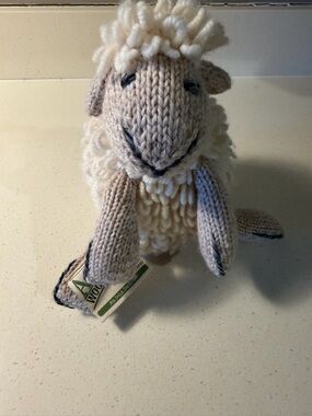 Aran Woolen Mills Shepley the Sheep Teddy Handmade Knit Plush - Cream & Beige